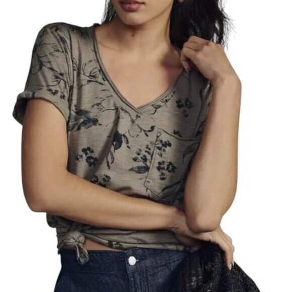 Anthropologie The Lars Classic V-Neck Tee by T.La - Picture 1 of 6